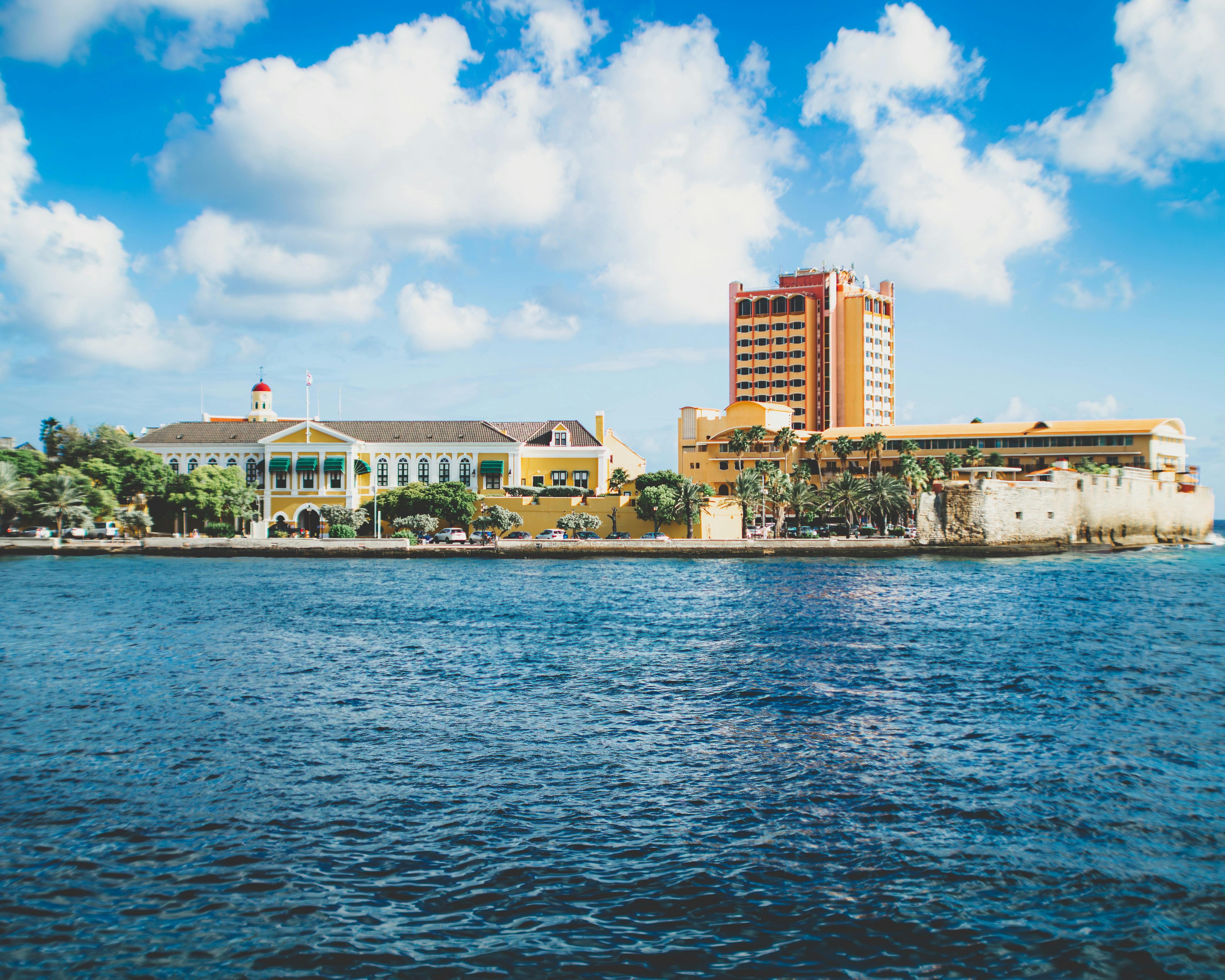 Historic clock tower in Caribbean colonial architecture